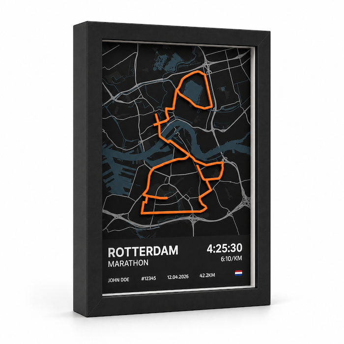 NN Marathon Rotterdam 2026 — Miniprint | 13×18 met lijst