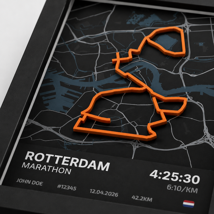 NN Marathon Rotterdam 2026 — Miniprint | 13×18 met lijst